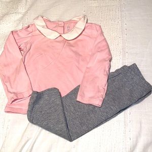 GUC Gap Factory baby pink Peter Pan collar top & heather gray legging 3 years 💕